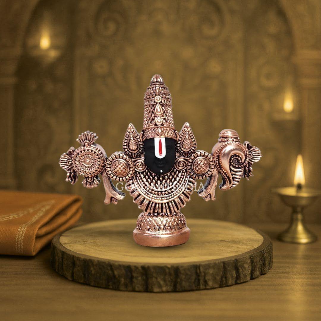 Lord Venkateswara Balaji Idol | Copper-Plated Antique Matte Finish | 3.5 x 4.2 inch | Small Tirupati Balaji Murti for Home Temple, Car Dashboard
Lord Venkateswara Balaji Idol | Copper-Plated Antique Matte Finish | 3.5 x 4.2 inch | Small Tirupati Balaji Murti for Home Temple, Car Dashboard