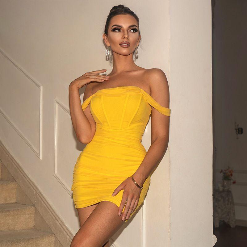 Women off Shoulder Party Dress Dress Sexy Birthday Party Socialite Suspender Dress Yellow L
Women off Shoulder Party Dress Dress Sexy Birthday Party Socialite Suspender Dress Yellow L