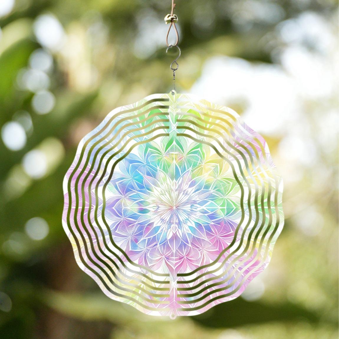 10 Inch Metal Mandala Wind Spinner with 360 Hook Vibrant Rainbow Colors for Garden Patio Yard Outdoor Decor Hanging Art Ornament 01A
10 Inch Metal Mandala Wind Spinner with 360 Hook Vibrant Rainbow Colors for Garden Patio Yard Outdoor Decor Hanging Art Ornament 01A