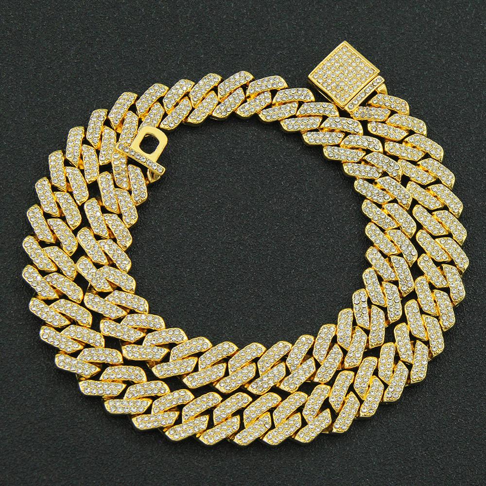Hip Hop Men Women 14MM Prong Cuban Link Chain Necklace Iced Out Paris Chain 2 Row Rhinestone Paved Miami Rhombus Cuban Necklaces
Hip Hop Men Women 14MM Prong Cuban Link Chain Necklace Iced Out Paris Chain 2 Row Rhinestone Paved Miami Rhombus Cuban Necklaces