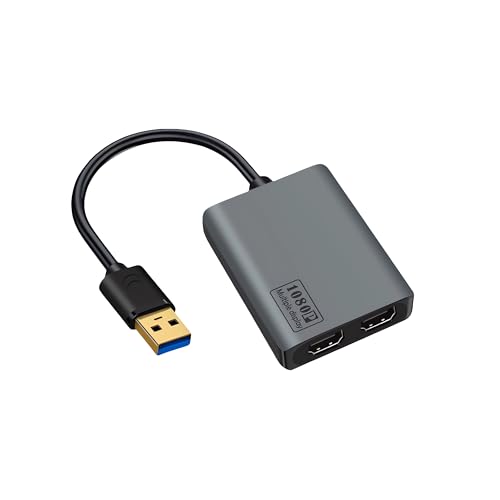 USB 3.0 Dual HDMI Display Adapter, MST USB 2HDMI Converter Adapter with USB Type A Port, 1920*1080P 60Hz USB Type A to Dual HDMI Hub, Extender/Mirrori
USB 3.0 Dual HDMI Display Adapter, MST USB 2HDMI Converter Adapter with USB Type A Port, 1920*1080P 60Hz USB Type A to Dual HDMI Hub, Extender/Mirrori