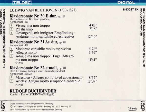 CD RUDOLF BUCHBINDER Beethoven 3 Last Sonatas 843027 TELDEC 1986 Germany Classical Used
CD RUDOLF BUCHBINDER Beethoven 3 Last Sonatas 843027 TELDEC 1986 Germany Classical Used