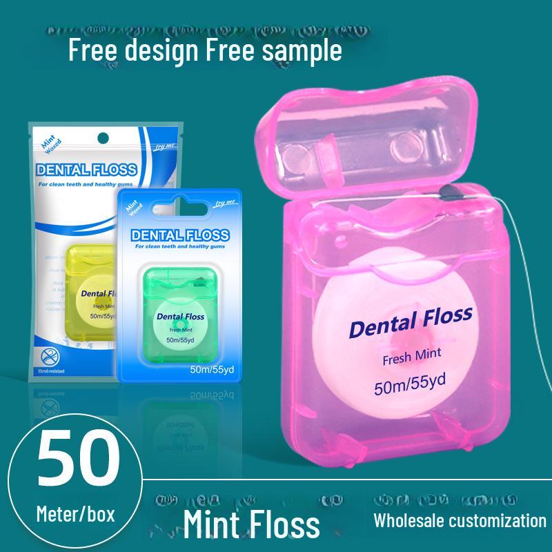 Boxed 50m Mint-Flavored Waxed Dental Floss with Ultra-Fine High-Tensile Wire for Orthodontic Use
Boxed 50m Mint-Flavored Waxed Dental Floss with Ultra-Fine High-Tensile Wire for Orthodontic Use
