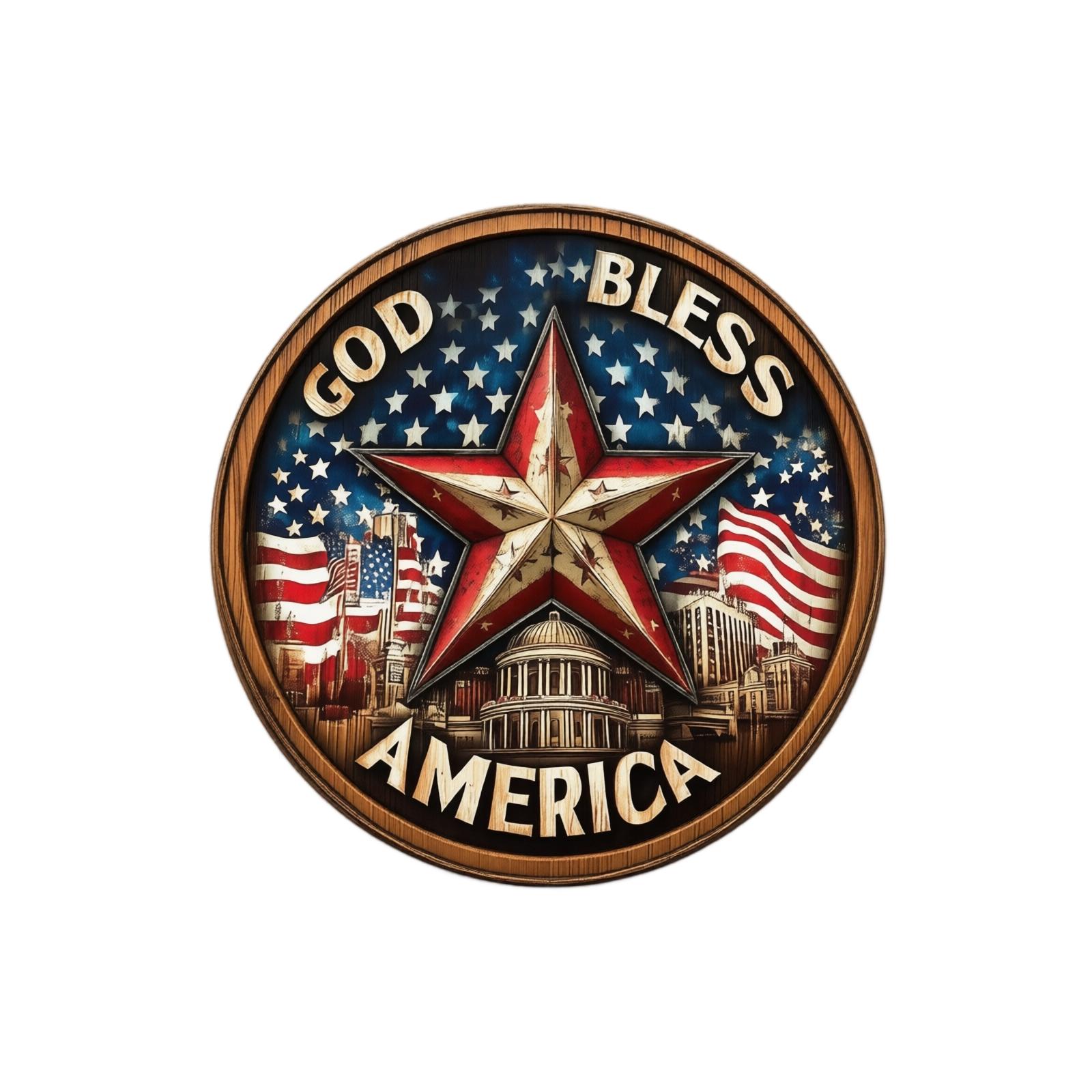 Wooden Round Wall Plaque God Bless America Patriotic Star Design 2D Decorative Hanging Sign for Home Indoor Outdoor Display One Size
Wooden Round Wall Plaque God Bless America Patriotic Star Design 2D Decorative Hanging Sign for Home Indoor Outdoor Display One Size