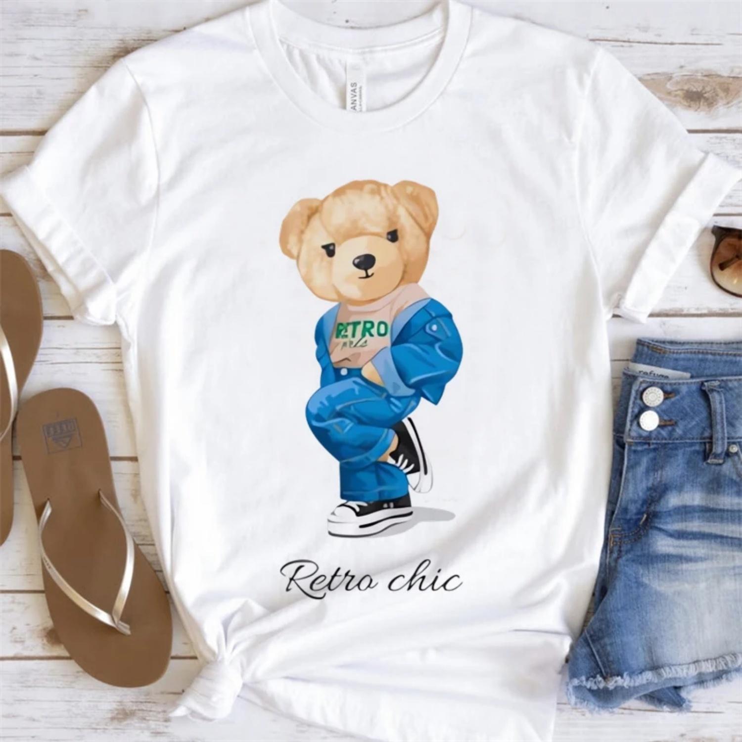 Bear Retro Chic Printed Womens Summer T-Shirt Cute Cartoon Tee Short Sleeved Basic Top Trendy O-Neck Casual Pattern for Lady XXXXXL білий
Bear Retro Chic Printed Womens Summer T-Shirt Cute Cartoon Tee Short Sleeved Basic Top Trendy O-Neck Casual Pattern for Lady XXXXXL білий