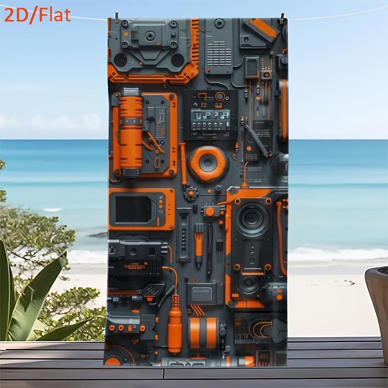 Vibrant Orange Gray Cyber Tech Print Beach Towel, Soft Quick Dry Oversized Bath Towel, Futuristic Summer Pool Accessory W30*H60(CM)
Vibrant Orange Gray Cyber Tech Print Beach Towel, Soft Quick Dry Oversized Bath Towel, Futuristic Summer Pool Accessory W30*H60(CM)