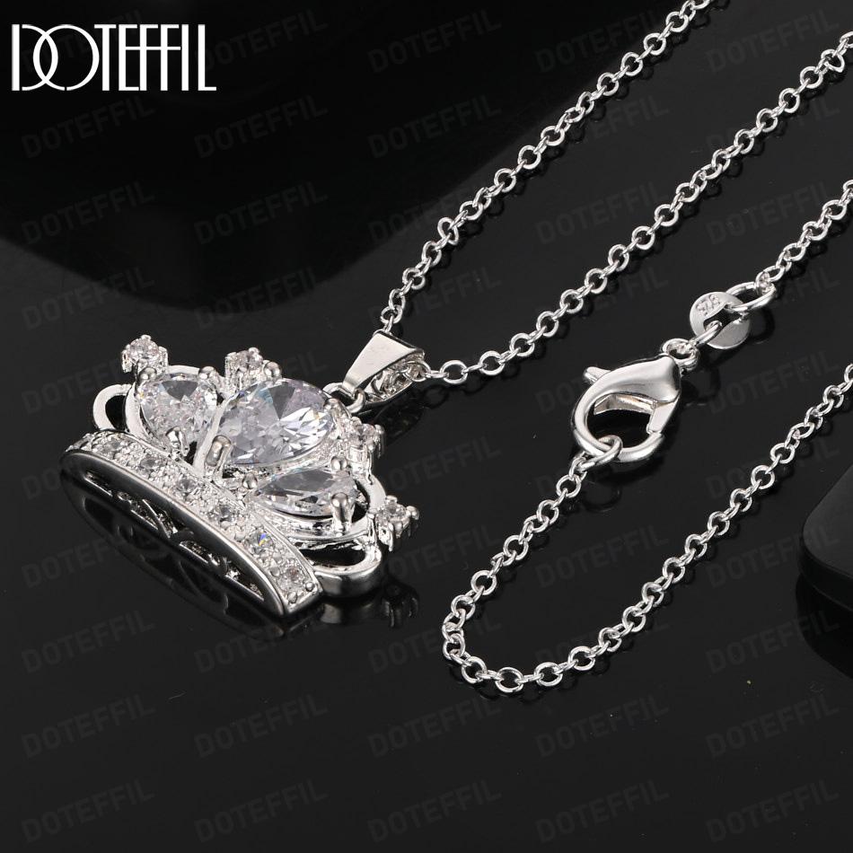925 Sterling Silver Fashion Jewelry 18-inch Crown AAA Zircon Pendant Necklace 45CM
925 Sterling Silver Fashion Jewelry 18-inch Crown AAA Zircon Pendant Necklace 45CM