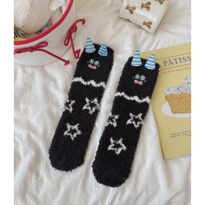 Носки из кораллового флиса, Женские носки с вышивкой «Маленький монстр», Зимние флисовые утолщенные теплые носки до середины икры для дома, послеродовые носки 1 pair чёрный
Носки из кораллового флиса, Женские носки с вышивкой «Маленький монстр», Зимние флисовые утолщенные теплые носки до середины икры для дома, послеродовые носки 1 pair чёрный