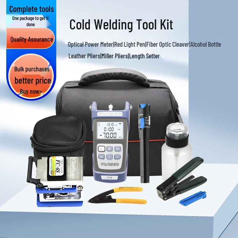 FTTH Fiber Optic Splicing Kit: Fusion Splicer, Power Meter, Red Light Pen, Miller Pliers, Cutting Knife, Tool Bag English Version
FTTH Fiber Optic Splicing Kit: Fusion Splicer, Power Meter, Red Light Pen, Miller Pliers, Cutting Knife, Tool Bag English Version