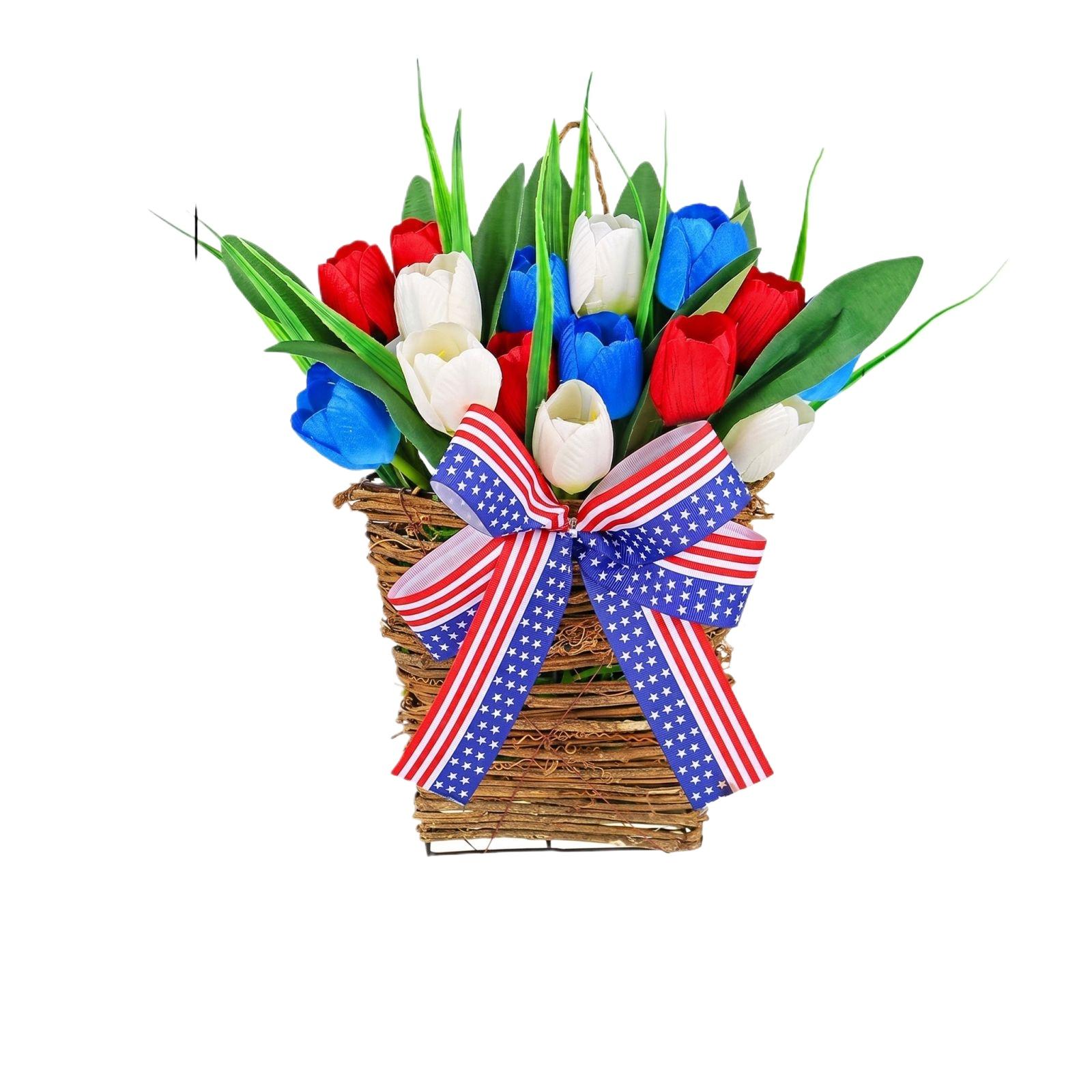 Artificial Tulip Wall Hanging with Wicker Basket and Decorative Ribbon for Indoor or Outdoor Display Suitable for Home Office or Event Decoration One Size
Artificial Tulip Wall Hanging with Wicker Basket and Decorative Ribbon for Indoor or Outdoor Display Suitable for Home Office or Event Decoration One Size