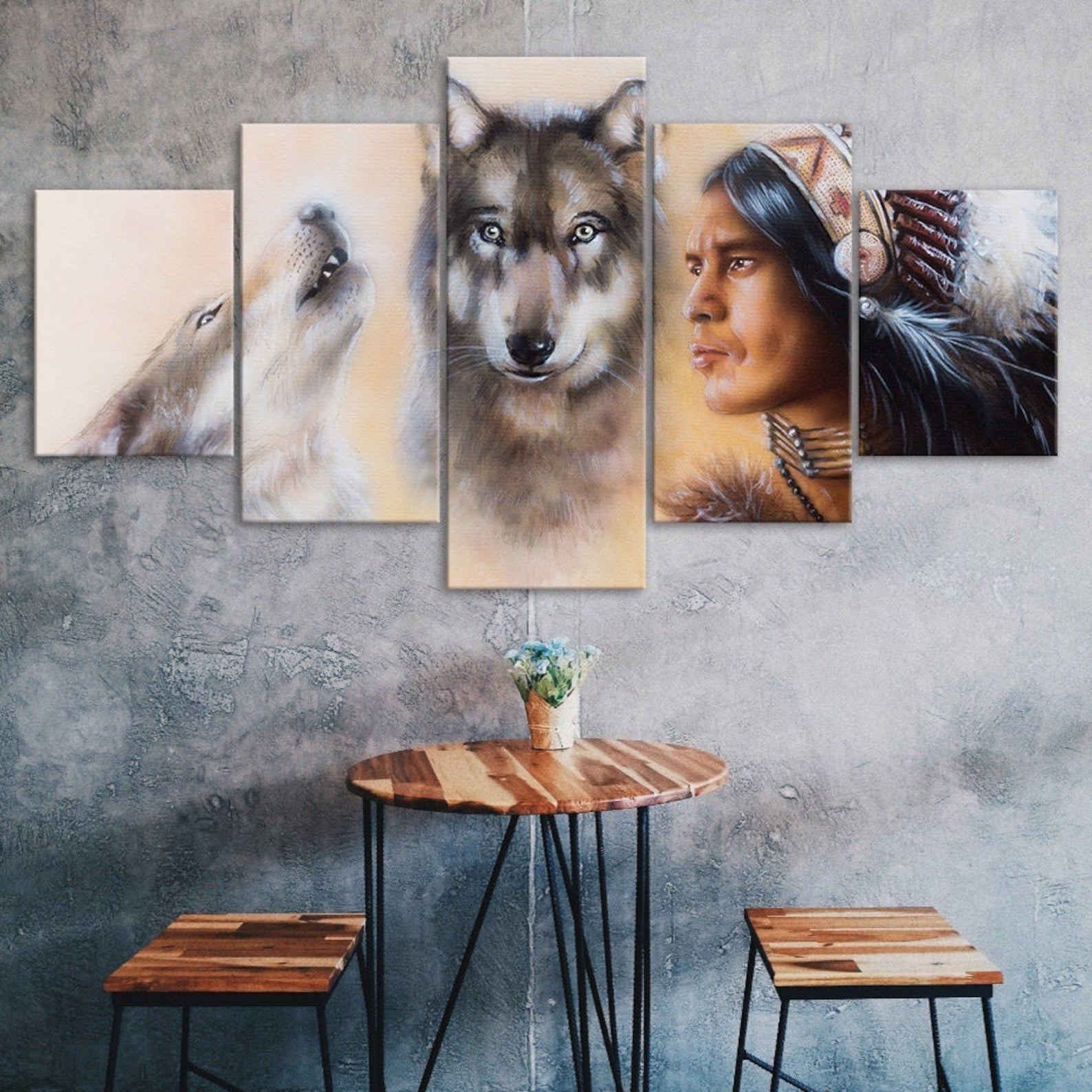 Native Indian Man Wolf Spirit Two Wolves 5 Piece Five Panel Wall Canvas Print Modern Art Poster Picture Home Decor Gift For Him For Her 20X35 20X45 20X55CM
Native Indian Man Wolf Spirit Two Wolves 5 Piece Five Panel Wall Canvas Print Modern Art Poster Picture Home Decor Gift For Him For Her 20X35 20X45 20X55CM
