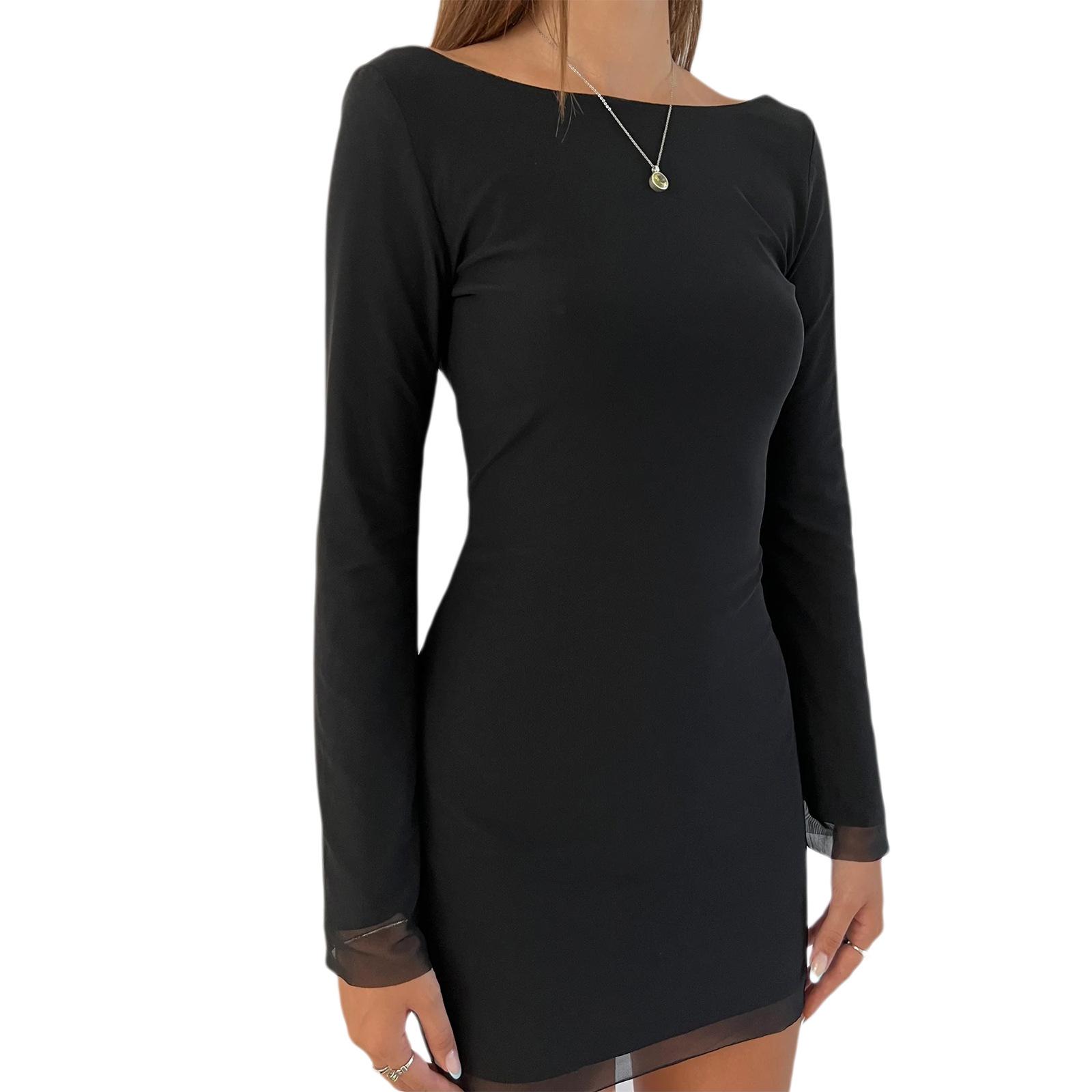 Backless Mesh Waist-Cinched Long Sleeve Dress L чёрный
Backless Mesh Waist-Cinched Long Sleeve Dress L чёрный