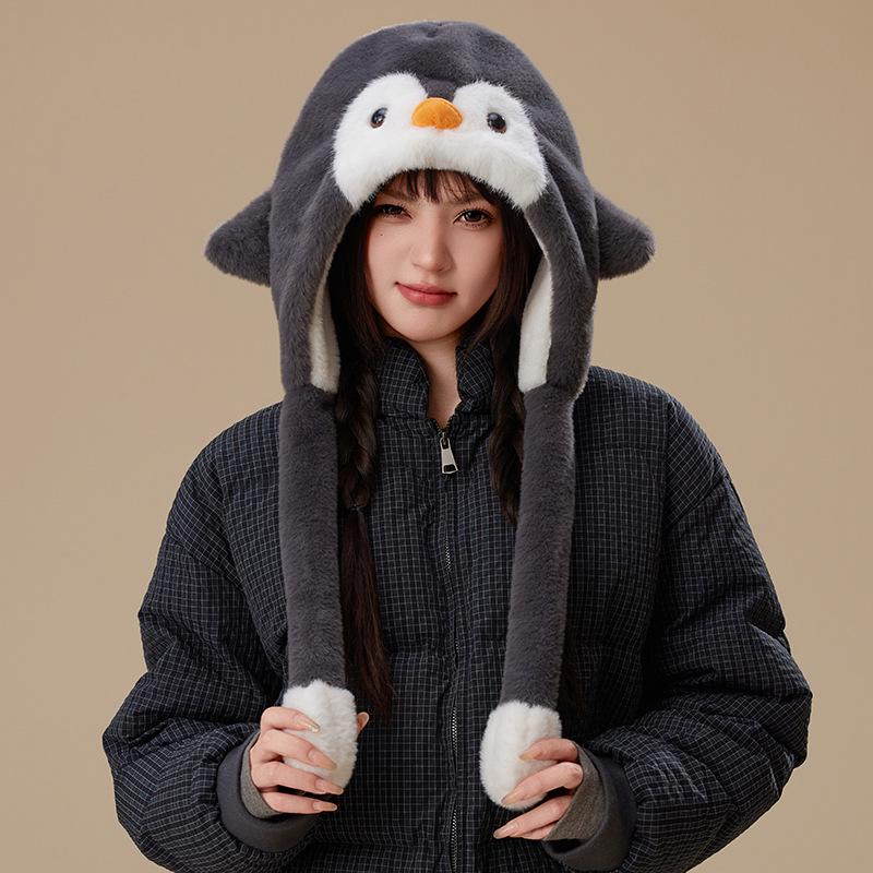 Зимняя плюшевая шапка Ника Фокса с милыми подвижными ушками - Толстая и на флисовой подкладке для тепла