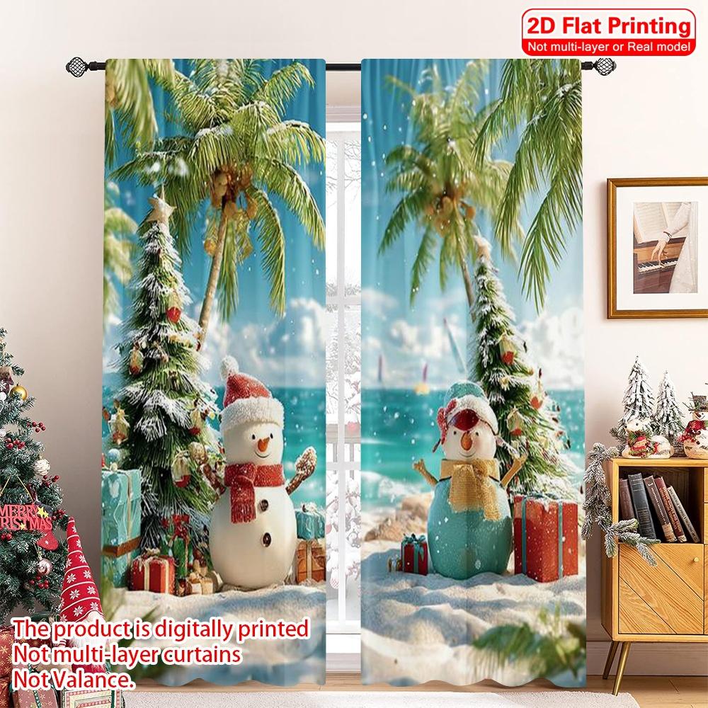 Set Of 2 Flat Printing Merry Christmas Popular Drapes Tropical Beach Durable Polyester Without Electricity Festive Wall Decor Use Curtain W100*H70(CM)-Hooks&1PCS
Set Of 2 Flat Printing Merry Christmas Popular Drapes Tropical Beach Durable Polyester Without Electricity Festive Wall Decor Use Curtain W100*H70(CM)-Hooks&1PCS