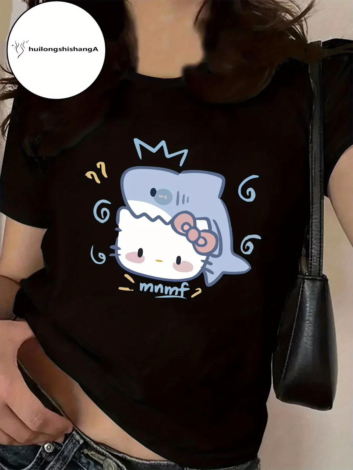 Летняя футболка Sanrio Hello Kitty для девочки Милый узор с акулой Модная Модная Универсальная S
Летняя футболка Sanrio Hello Kitty для девочки Милый узор с акулой Модная Модная Универсальная S