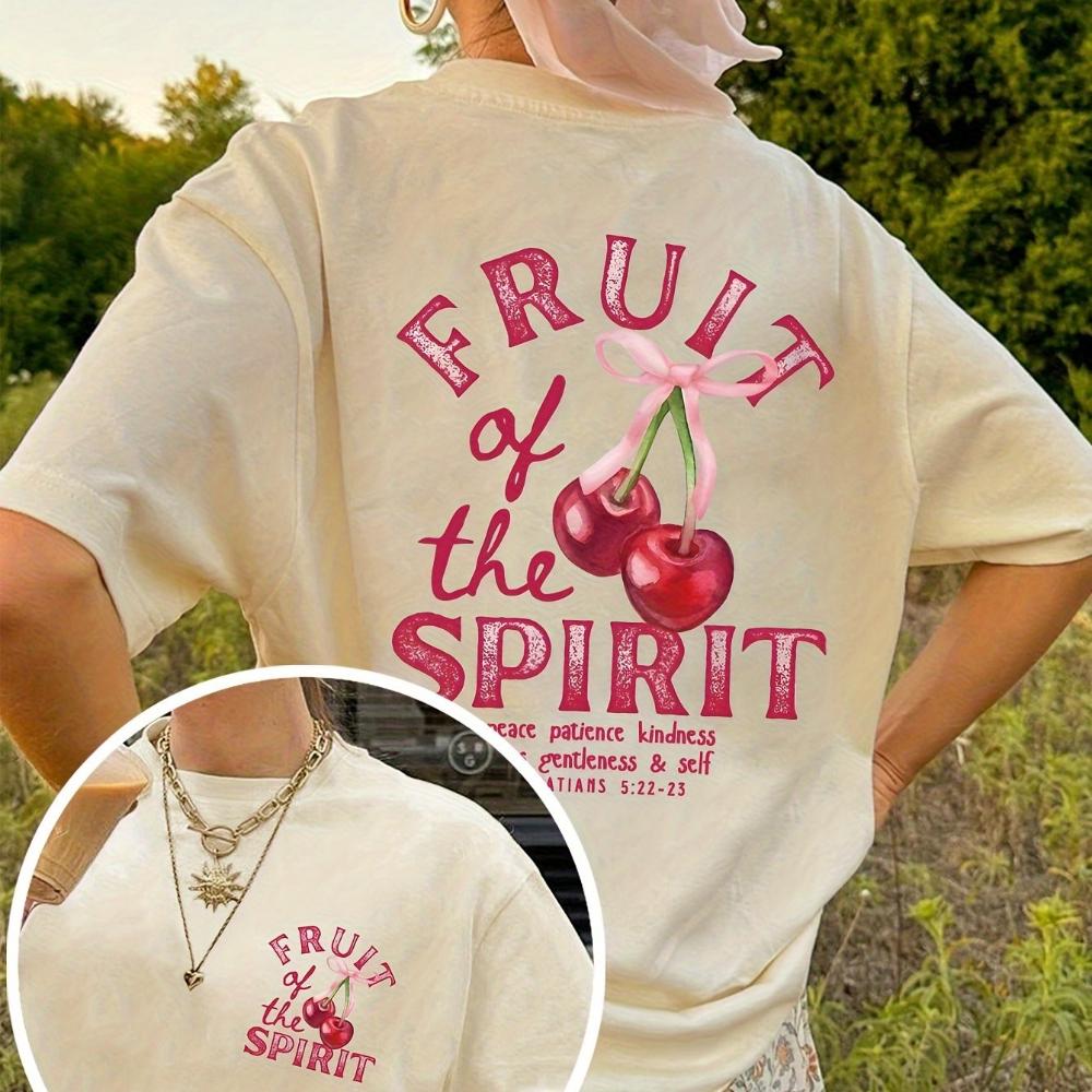 Womens Short Sleeve TShirt Cherry Alphabet Letter Print Casual Round Neck Blouse for Spring Summer Outfits Machine Washable S
Womens Short Sleeve TShirt Cherry Alphabet Letter Print Casual Round Neck Blouse for Spring Summer Outfits Machine Washable S