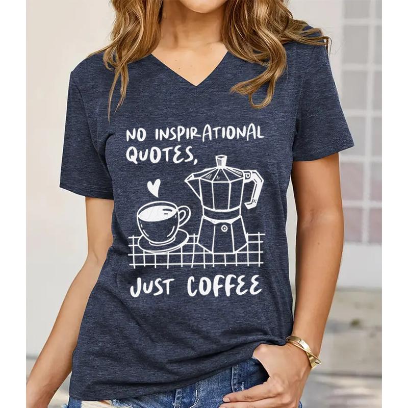 Just Coffee Print Woman T-shirts Coffee Club Fashion Short Sleeve T-shirt Tops Summer V-neck Graphic Tee Coffee Lover Casual Top XL
Just Coffee Print Woman T-shirts Coffee Club Fashion Short Sleeve T-shirt Tops Summer V-neck Graphic Tee Coffee Lover Casual Top XL