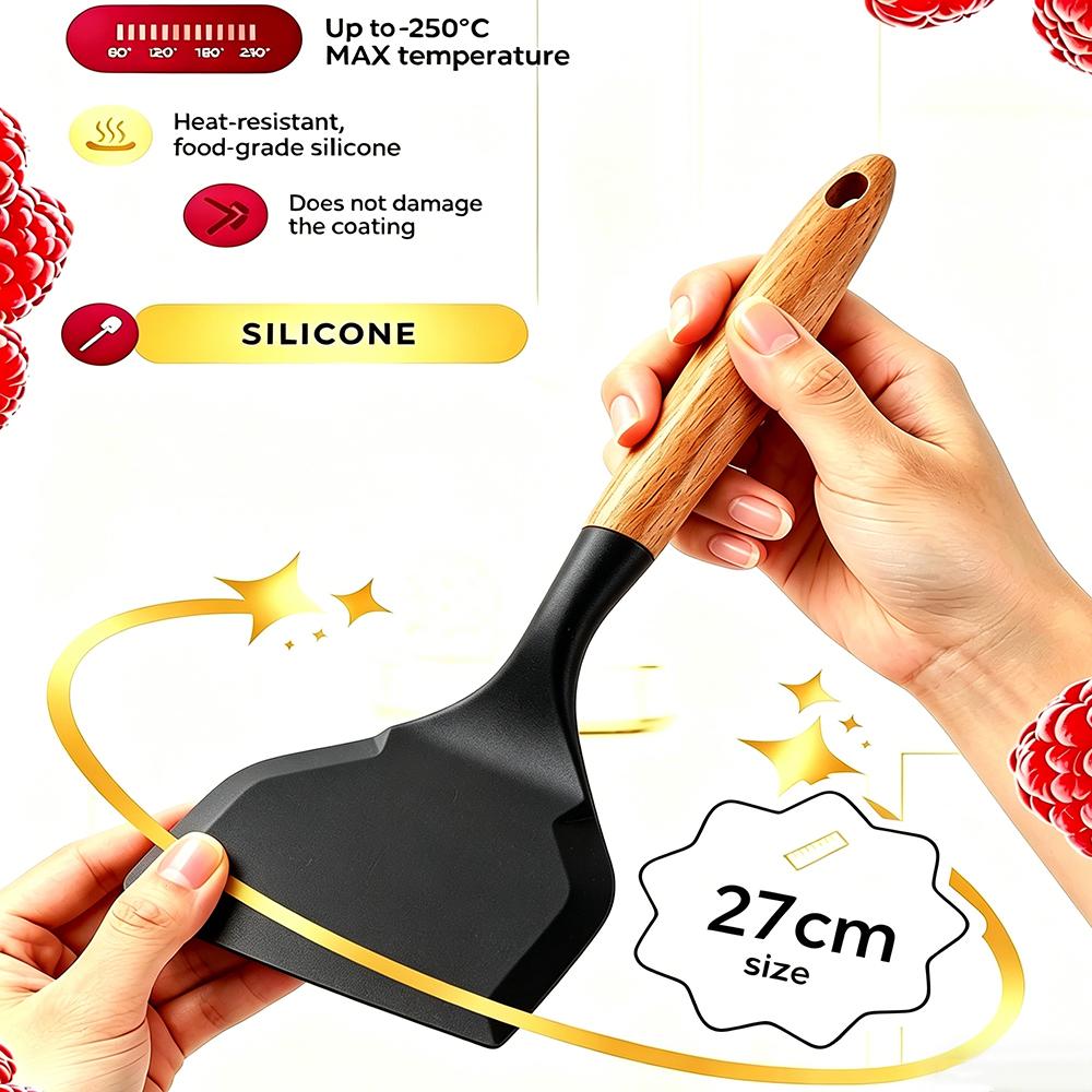 1Pc Silicone Heat Resistant Spatula Household Food Grade Non-stick Frying Pan Sushi Steak Fish Pancake Baking Scoop Kitchen Tool чёрный
1Pc Silicone Heat Resistant Spatula Household Food Grade Non-stick Frying Pan Sushi Steak Fish Pancake Baking Scoop Kitchen Tool чёрный
