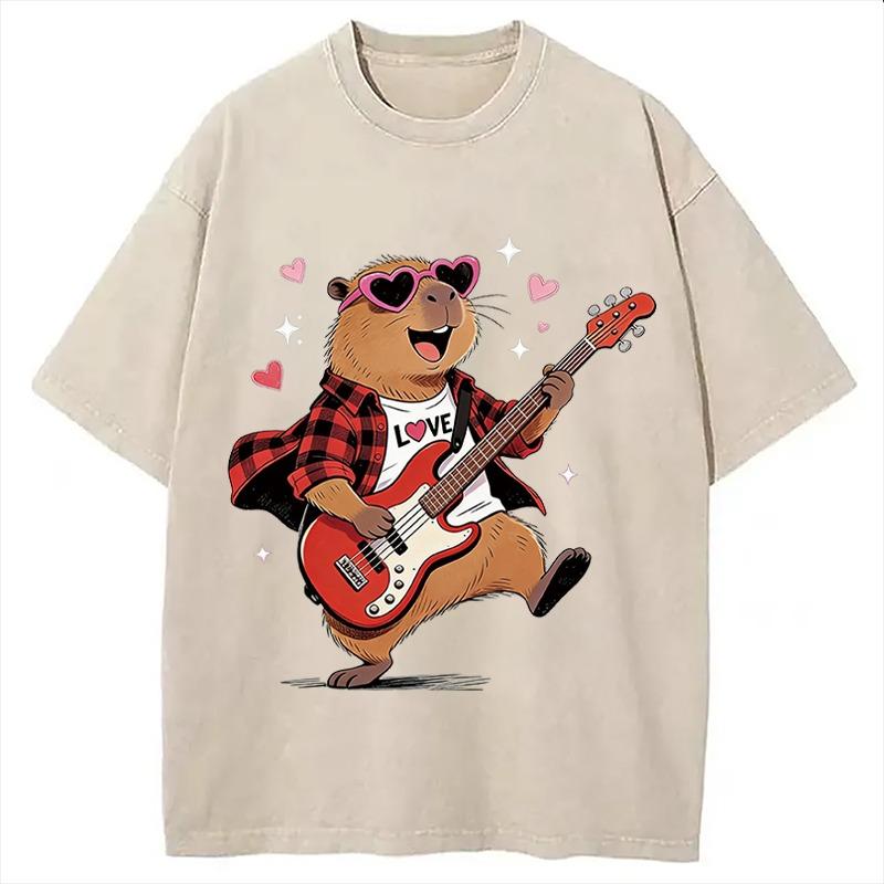 Unisex Vintage Cute Bear Guitar Valentine Washed T-Shirt Casual Loose Short Sleeve Round Neck Cotton Tees Clothings 3XL
Unisex Vintage Cute Bear Guitar Valentine Washed T-Shirt Casual Loose Short Sleeve Round Neck Cotton Tees Clothings 3XL