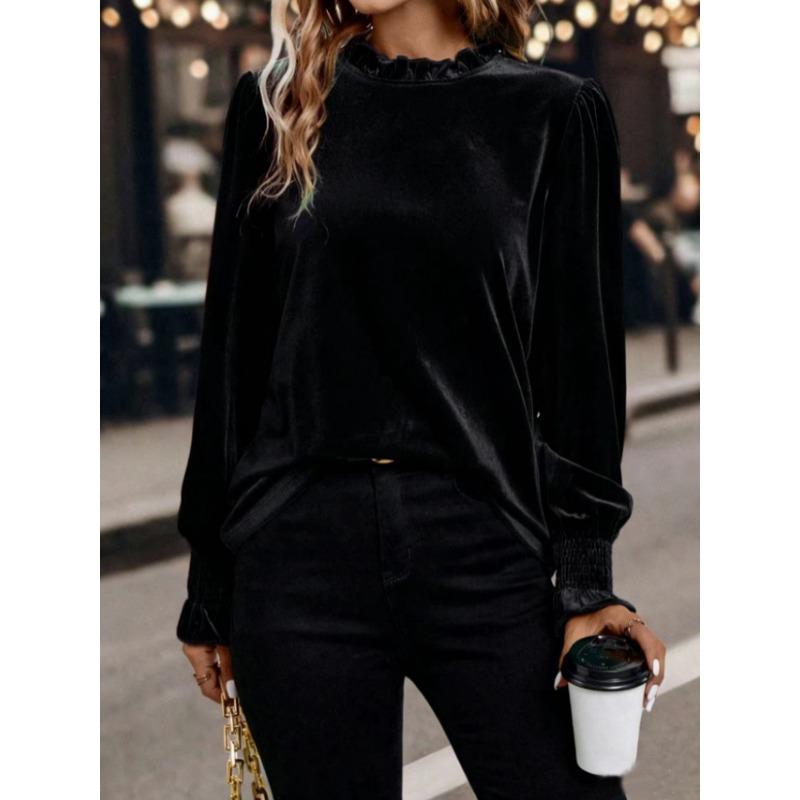 Autumn and Winter Long Sleeved Ruched Crew Neck Women Blouse Fashion Casual Loose Office Shirts Female Elegant Top Solid Color Simple Clothing 5XL чорний
Autumn and Winter Long Sleeved Ruched Crew Neck Women Blouse Fashion Casual Loose Office Shirts Female Elegant Top Solid Color Simple Clothing 5XL чорний