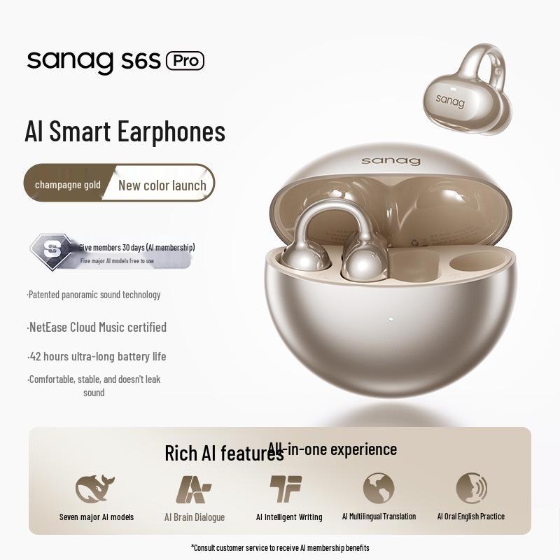 Бездротові навушники Sanag S6S Pro з повітряною провідністю, затискачі для вух, Bluetooth, з покращенням ШІ, для спорту, видання 2025
Бездротові навушники Sanag S6S Pro з повітряною провідністю, затискачі для вух, Bluetooth, з покращенням ШІ, для спорту, видання 2025