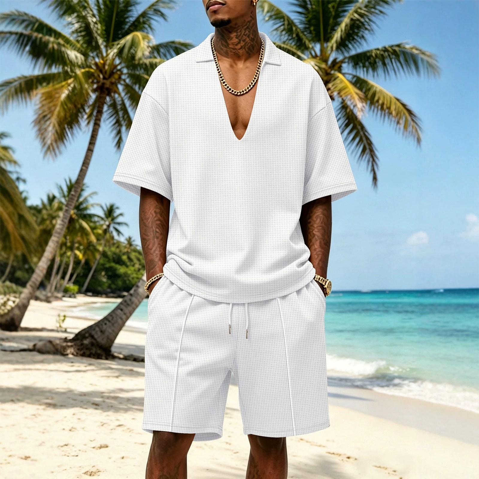 Men s Casual Two Piece Set Pullover Top with Deep V Neck and Relaxed Fit Shorts Lightweight Breathable Fabric Summer Outfit M
Men s Casual Two Piece Set Pullover Top with Deep V Neck and Relaxed Fit Shorts Lightweight Breathable Fabric Summer Outfit M