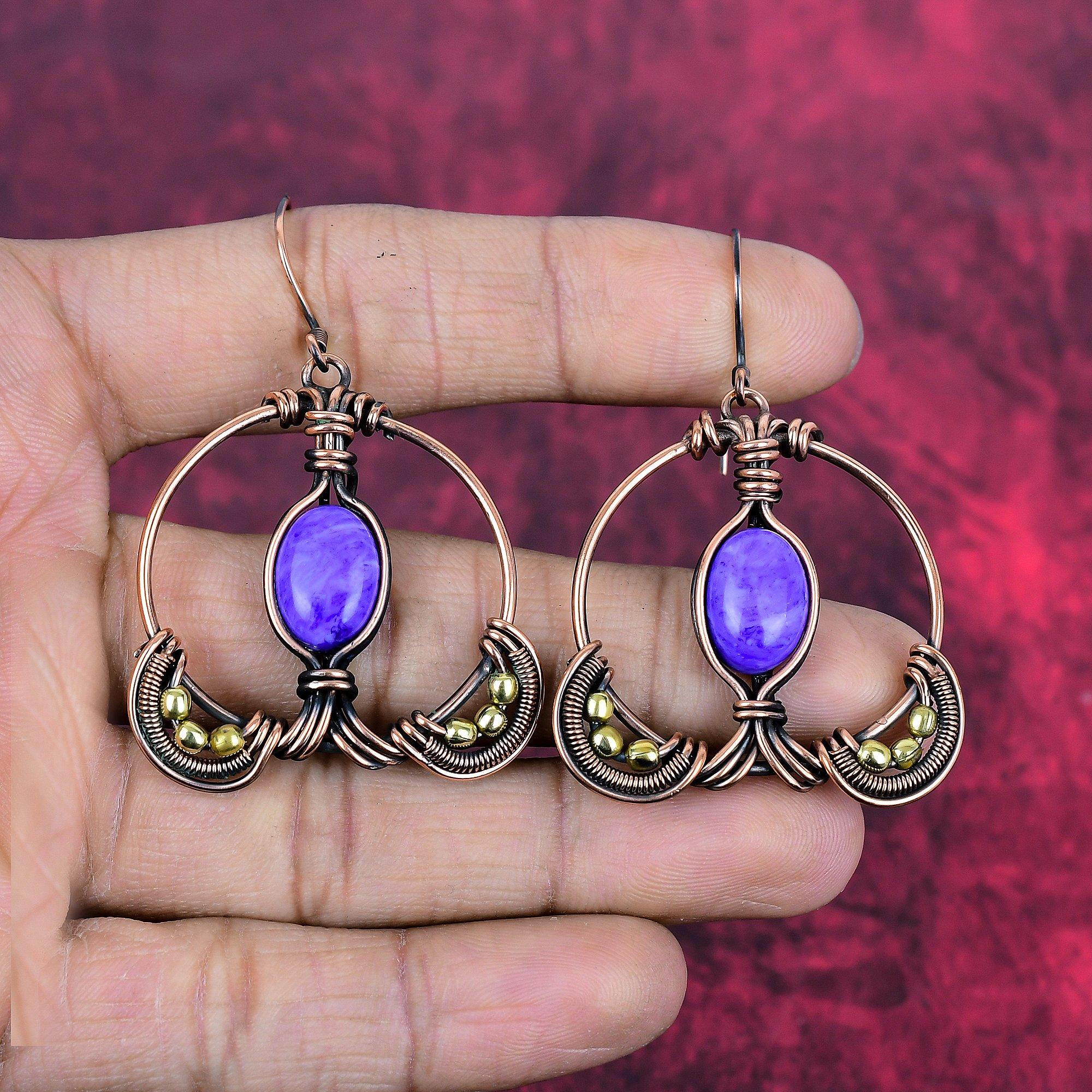 Charoite earring copper wire wrapped earrings gemstone earring Charoite jewelry handmade earring copper wire wrapped jewelry gifts for wife
Charoite earring copper wire wrapped earrings gemstone earring Charoite jewelry handmade earring copper wire wrapped jewelry gifts for wife