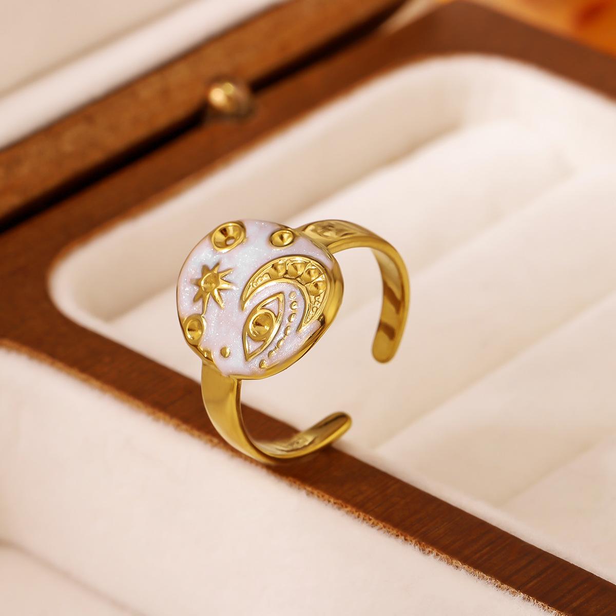 Vintage Style Stainless Steel Rings Women Moon Eye Open Rings Exquisite Stylish Non-Fading Daily Wear Party Jewelry Accessories білий
Vintage Style Stainless Steel Rings Women Moon Eye Open Rings Exquisite Stylish Non-Fading Daily Wear Party Jewelry Accessories білий