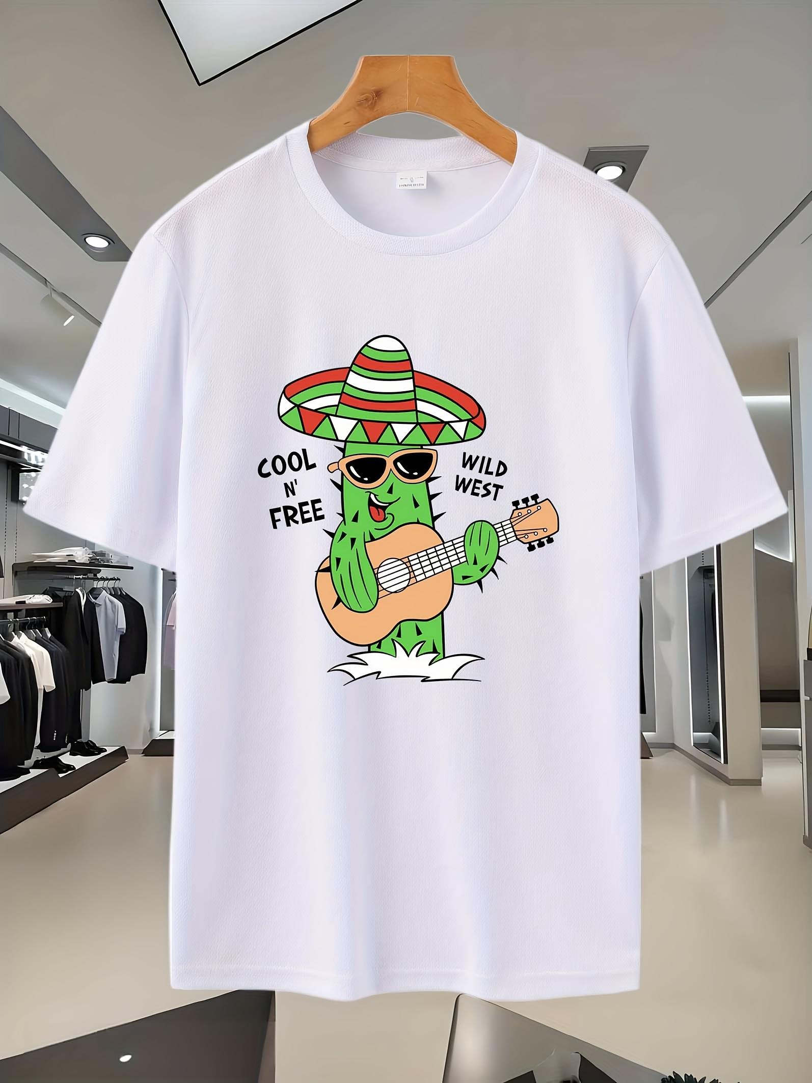 77C Sporty Casual Short Sleeve T-shirt - Breathable Round Neck Tee with Vibrant Cactus Sombrero Graphic & Cool Wild Free Print L
77C Sporty Casual Short Sleeve T-shirt - Breathable Round Neck Tee with Vibrant Cactus Sombrero Graphic & Cool Wild Free Print L