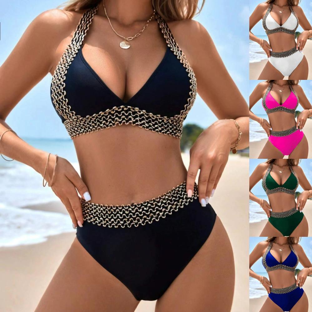 European & American High-end Lace Bikini: Women s Sexy Solid Color Split Swimsuit Medium синій
European & American High-end Lace Bikini: Women s Sexy Solid Color Split Swimsuit Medium синій