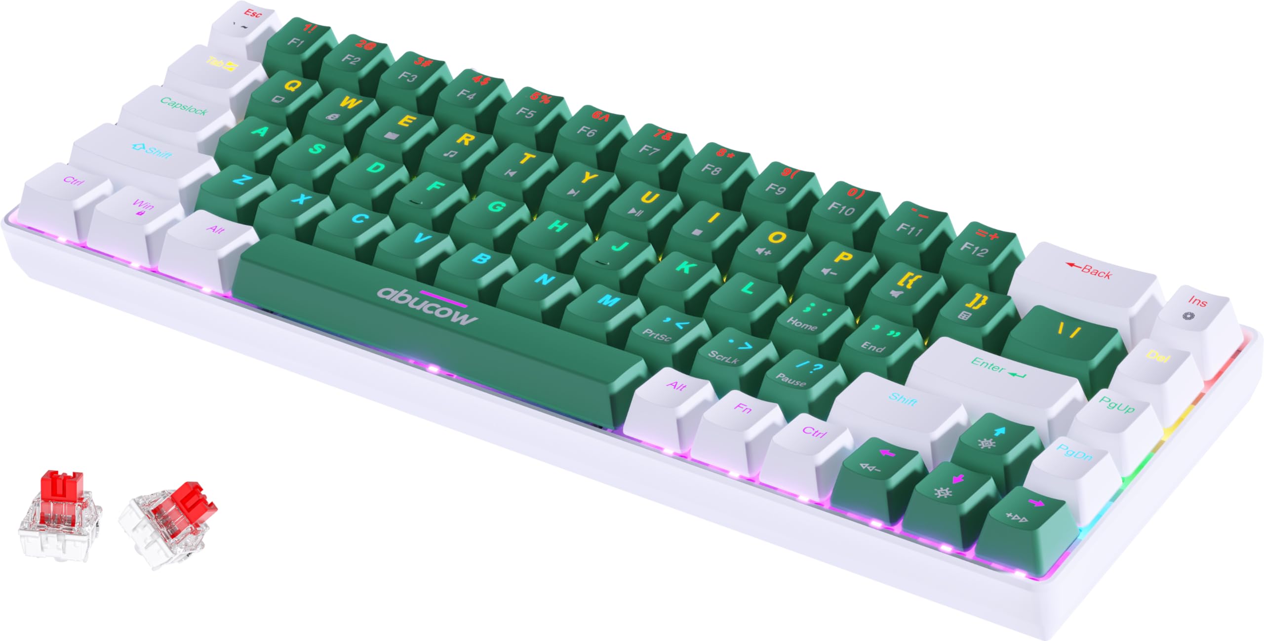 abucow 68 Key Mechanical Gaming Keyboard with Colorful Backlight and Keycaps Premium Typing and Gaming Experience on PC and Mac with Red Switches
abucow 68 Key Mechanical Gaming Keyboard with Colorful Backlight and Keycaps Premium Typing and Gaming Experience on PC and Mac with Red Switches