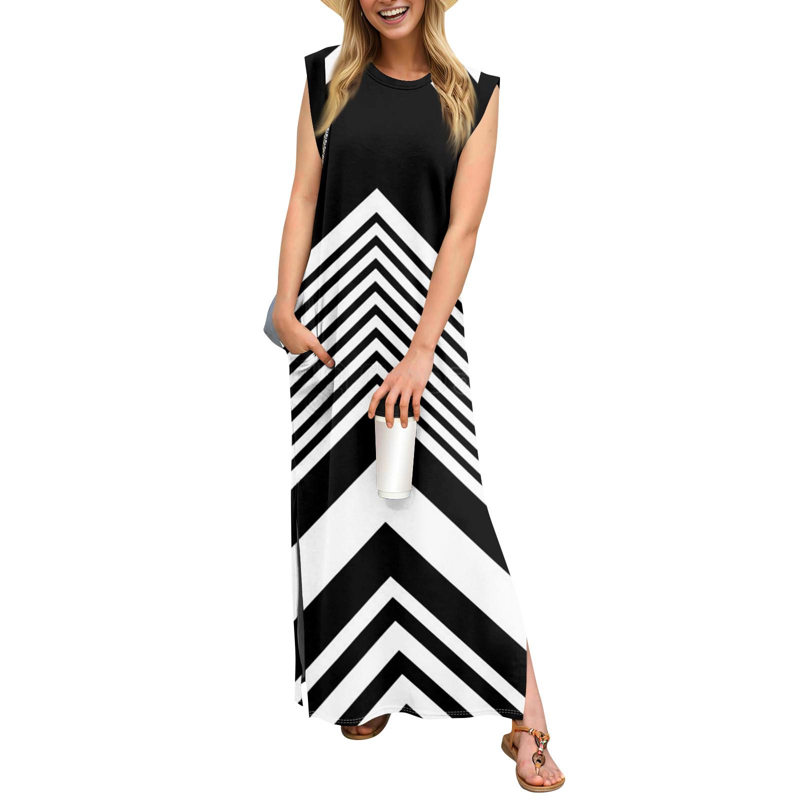 Летние платья для женщин с круглым вырезом, повседневные свободные, с принтом, без складок, длинное пляжное платье макси с карманами XXL чёрный
Летние платья для женщин с круглым вырезом, повседневные свободные, с принтом, без складок, длинное пляжное платье макси с карманами XXL чёрный