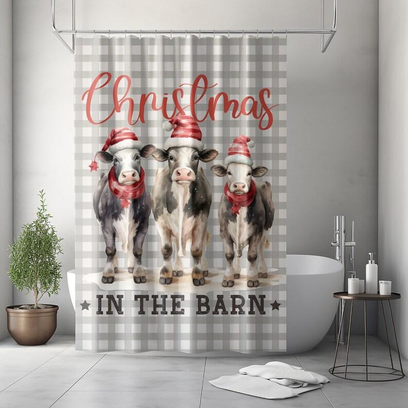 Gray Buffalo Plaid Christmas Cow Shower Curtain, Farmhouse Holiday Bathroom Decor with Optional Rustic Accents 90x180cm35x71in
Gray Buffalo Plaid Christmas Cow Shower Curtain, Farmhouse Holiday Bathroom Decor with Optional Rustic Accents 90x180cm35x71in