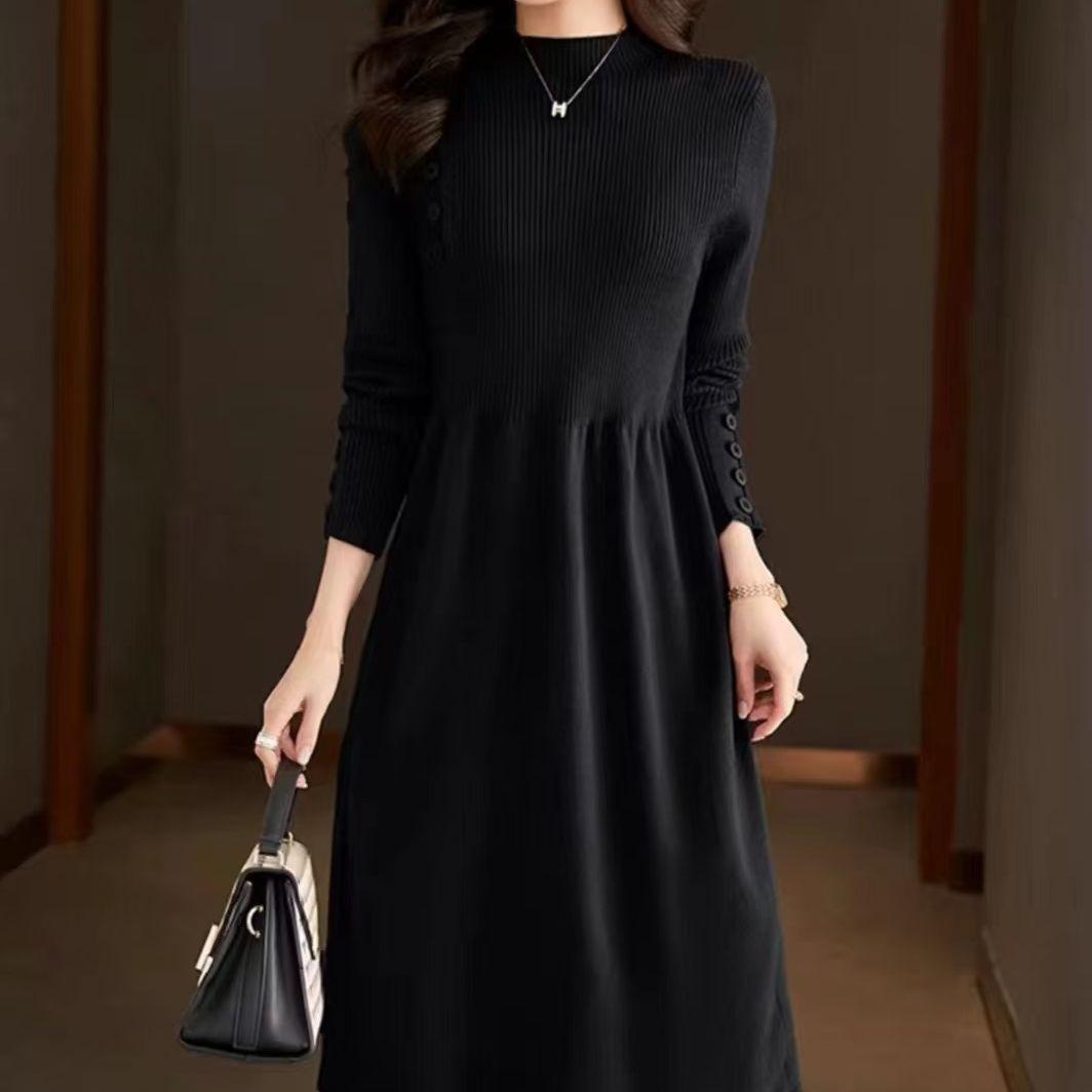 Вязаное платье с полувысоким воротником для женщин, однотонное, повседневное, длиной до колена, платье-свитер, вязаный свитер средней длины для осени и зимы M чёрный
Вязаное платье с полувысоким воротником для женщин, однотонное, повседневное, длиной до колена, платье-свитер, вязаный свитер средней длины для осени и зимы M чёрный