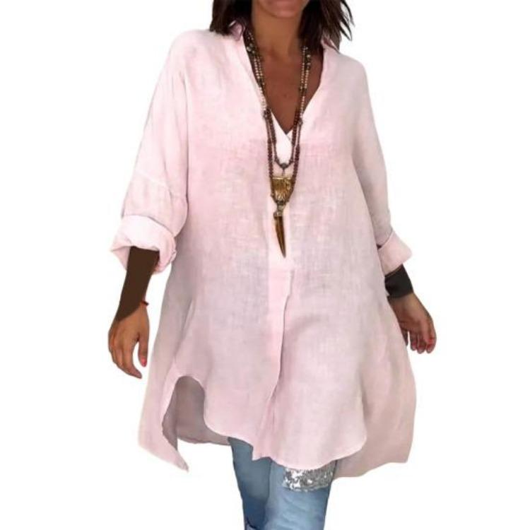 Long Sleeve Women Shirt V Neck Side Split Hem Pullover Tops Loose Fit Solid Color Summer Daily Wear XL рожевий
Long Sleeve Women Shirt V Neck Side Split Hem Pullover Tops Loose Fit Solid Color Summer Daily Wear XL рожевий