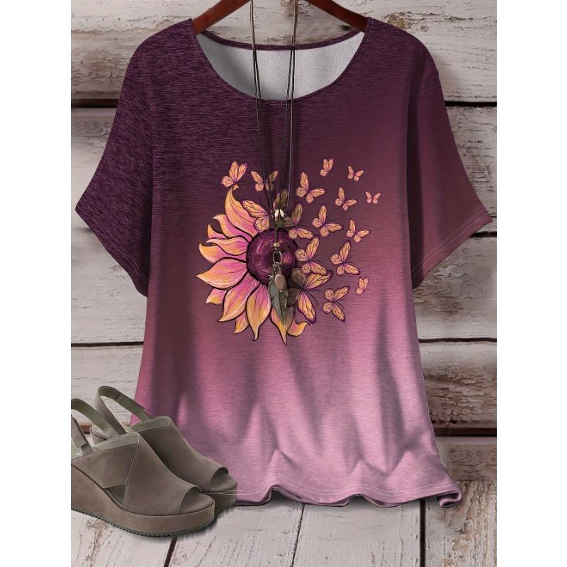 Women s Gradient Sunflower Print Short Sleeve Crew Neck T-Shirt 8XL
Women s Gradient Sunflower Print Short Sleeve Crew Neck T-Shirt 8XL