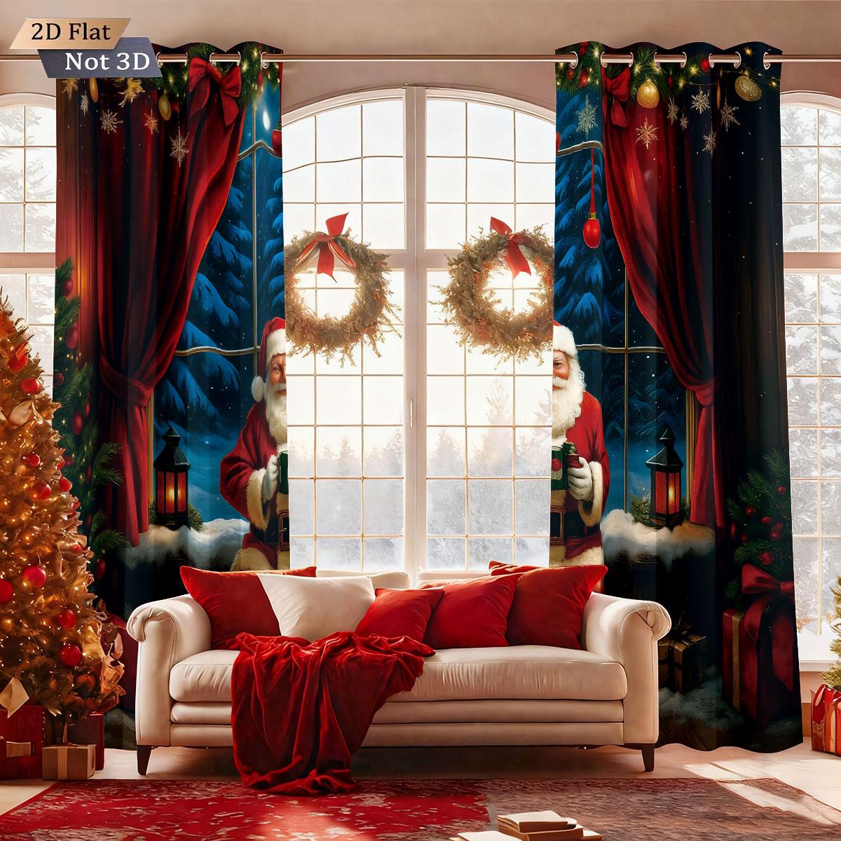 Set Of 2 Merry Christmas Santa Claus Print Perforated Curtains Multi Size Living Room Insulation Holiday Decoration Light Blocking Made Polyester W100*H70(CM)-Hooks&1PCS
Set Of 2 Merry Christmas Santa Claus Print Perforated Curtains Multi Size Living Room Insulation Holiday Decoration Light Blocking Made Polyester W100*H70(CM)-Hooks&1PCS