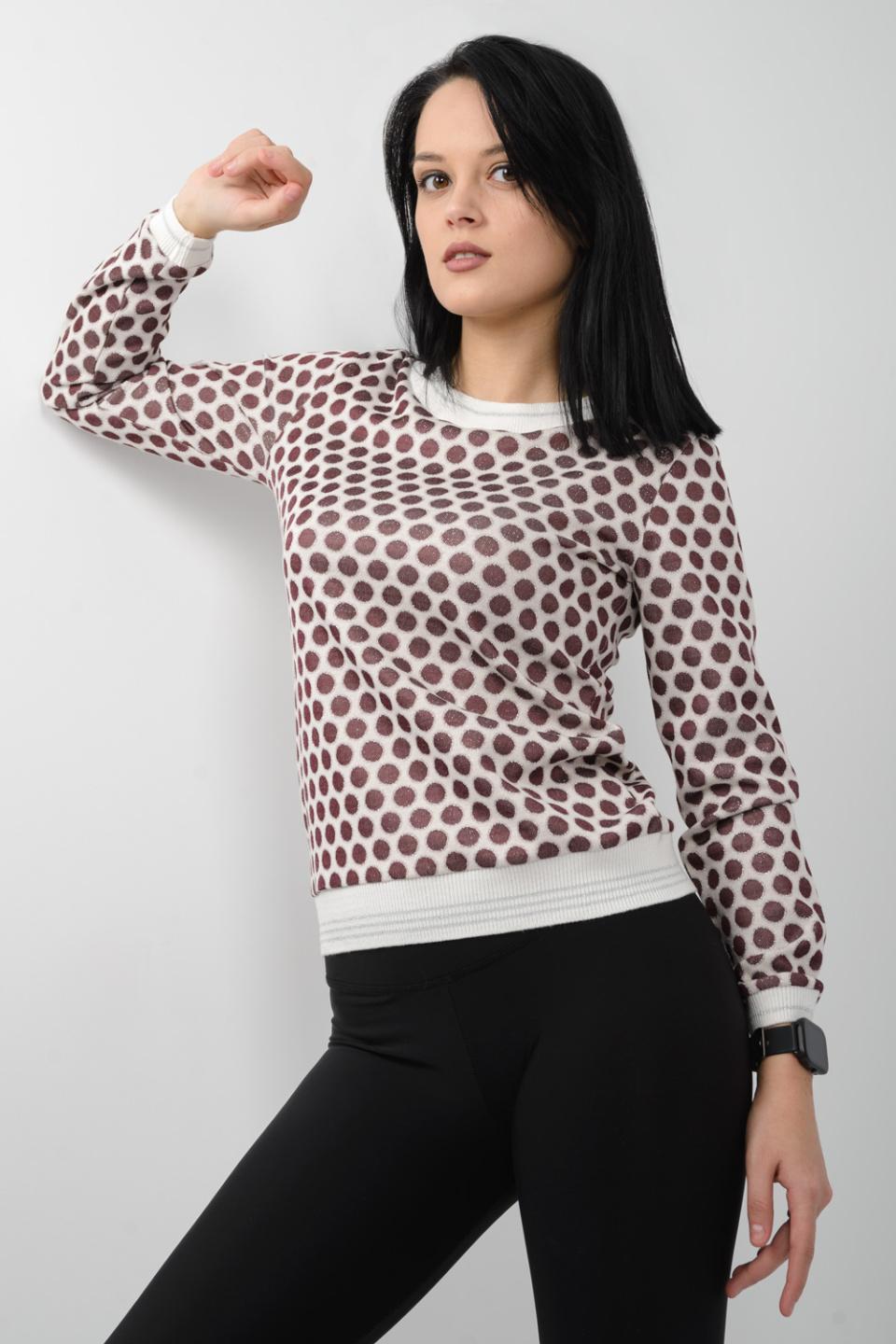 Блузка в горошок з люрексом Inedit 0163 S бордовий
Блузка в горошок з люрексом Inedit 0163 S бордовий