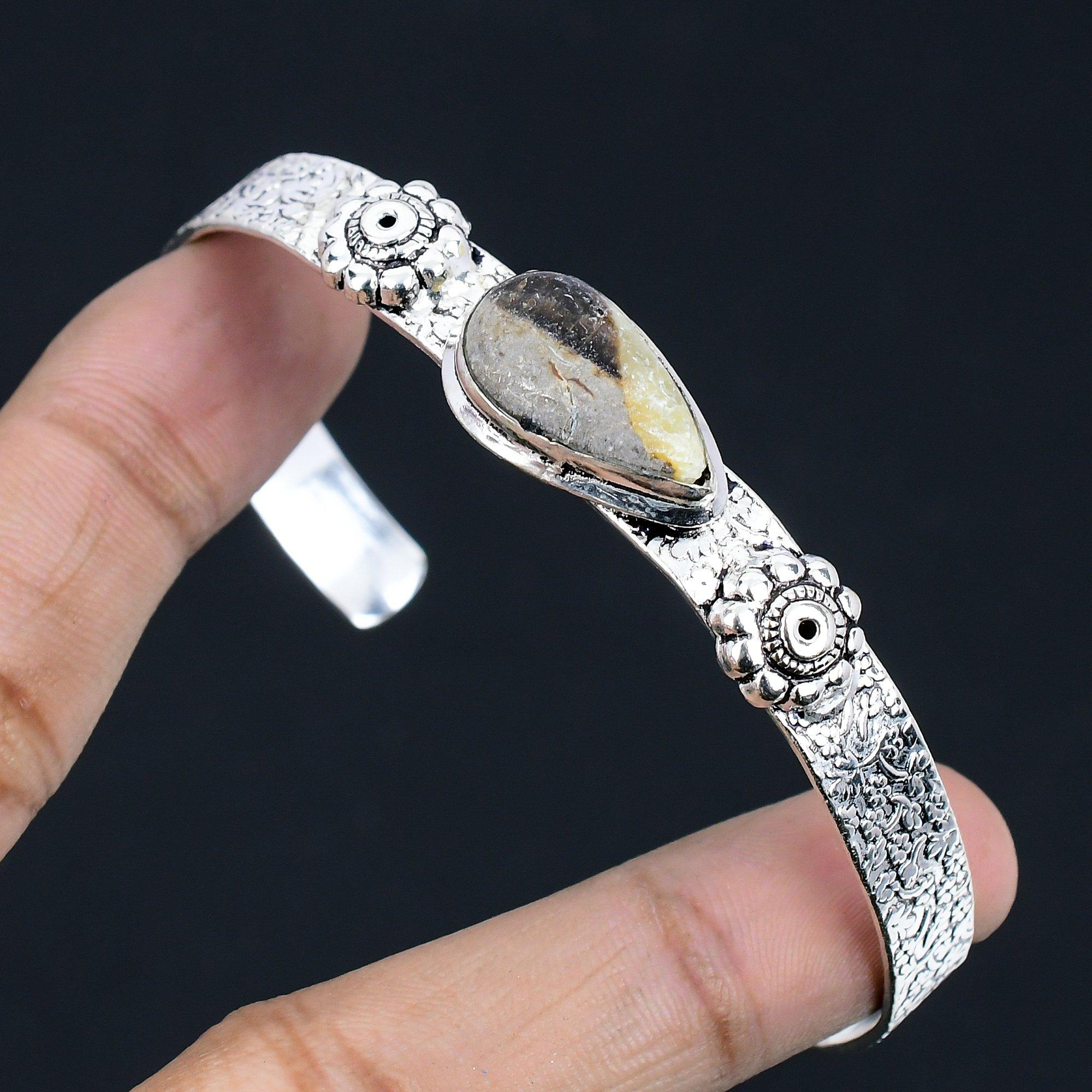 Natural Septarian Gemstone Bangle Adjustable 925 Sterling Silver For Girls Adjustable
Natural Septarian Gemstone Bangle Adjustable 925 Sterling Silver For Girls Adjustable