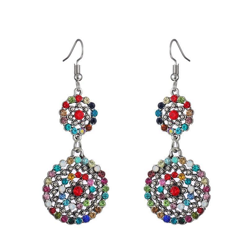 Vintage Palace Style Luxury Rhinestone Round Earrings for Women Ethnic Elegant Silver Color Metal Earhook Earring Party Jewelry
Vintage Palace Style Luxury Rhinestone Round Earrings for Women Ethnic Elegant Silver Color Metal Earhook Earring Party Jewelry