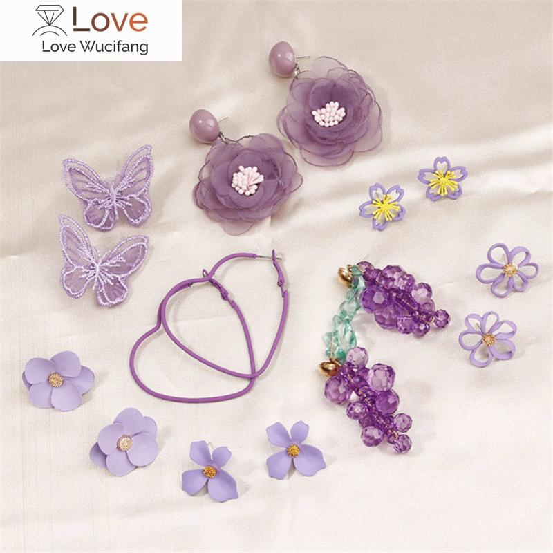 Корейские фиолетовые модные свежие серьги-подвески с цветами, бабочками, круглыми сердечками и виноградом для женщин, милые ювелирные изделия Brincos
Корейские фиолетовые модные свежие серьги-подвески с цветами, бабочками, круглыми сердечками и виноградом для женщин, милые ювелирные изделия Brincos