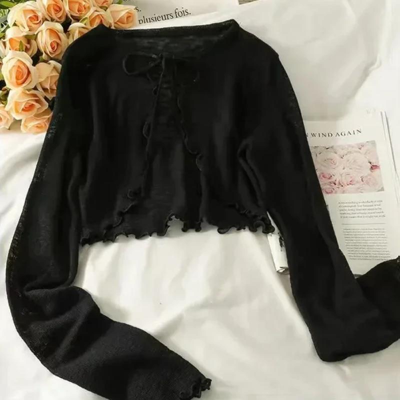 Летний женский тонкий солнцезащитный кардиган на шнуровке трикотажные топы женские корейский стиль рукав-фонарик короткое пальто повседневное солнцезащитное M чёрный
Летний женский тонкий солнцезащитный кардиган на шнуровке трикотажные топы женские корейский стиль рукав-фонарик короткое пальто повседневное солнцезащитное M чёрный