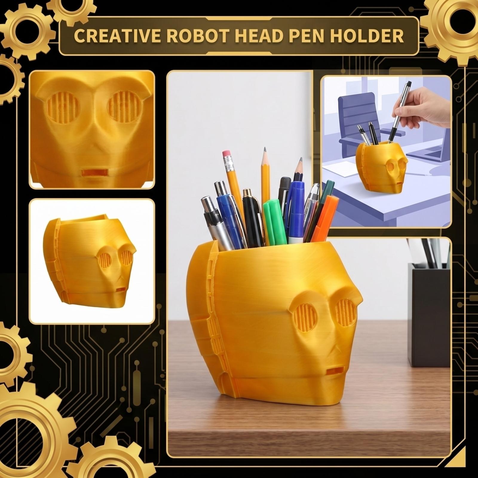 Creative Pen Holder Robot C-3PO Head Shape Stationery Pen Holder Storage Box 3D Printing One Size белый
Creative Pen Holder Robot C-3PO Head Shape Stationery Pen Holder Storage Box 3D Printing One Size белый