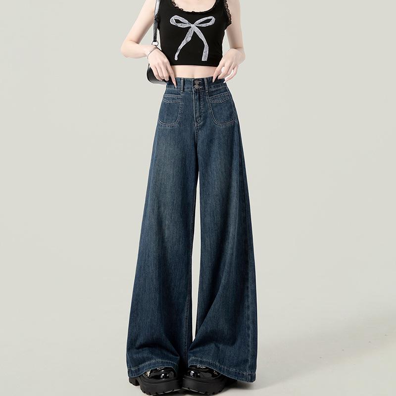 Джинсы большого размера темно-синие с высокой талией и широкими штанинами для женщин - Свободная драпировка, Длина в пол, Стройнящие прямые штанины, Мода весна и осень. XX-Large
Джинсы большого размера темно-синие с высокой талией и широкими штанинами для женщин - Свободная драпировка, Длина в пол, Стройнящие прямые штанины, Мода весна и осень. XX-Large