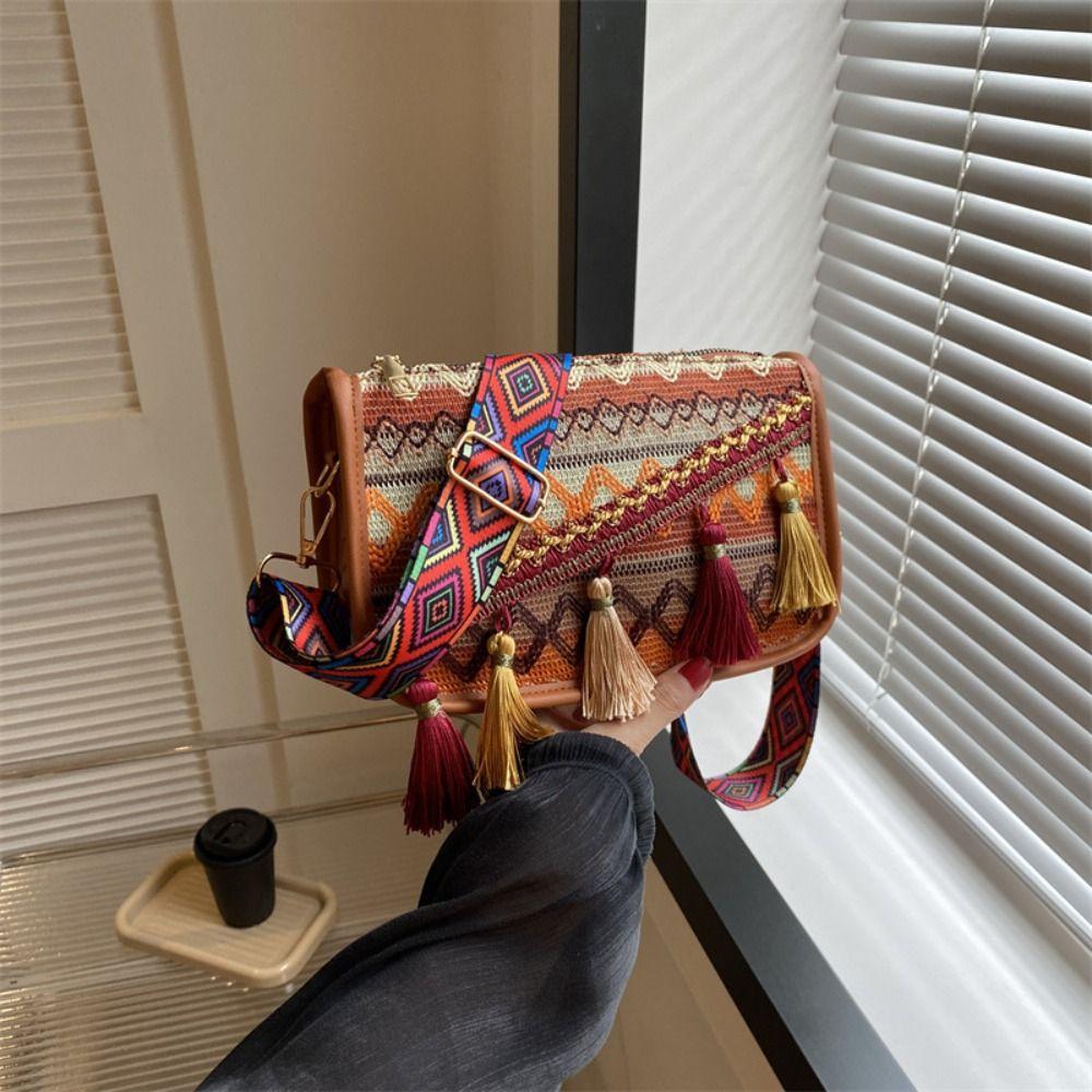 Красочная богемная сумка через плечо с кисточками, сумка большой вместимости, простая сумка через плечо с бахромой, для улицы жёлтый
Красочная богемная сумка через плечо с кисточками, сумка большой вместимости, простая сумка через плечо с бахромой, для улицы жёлтый