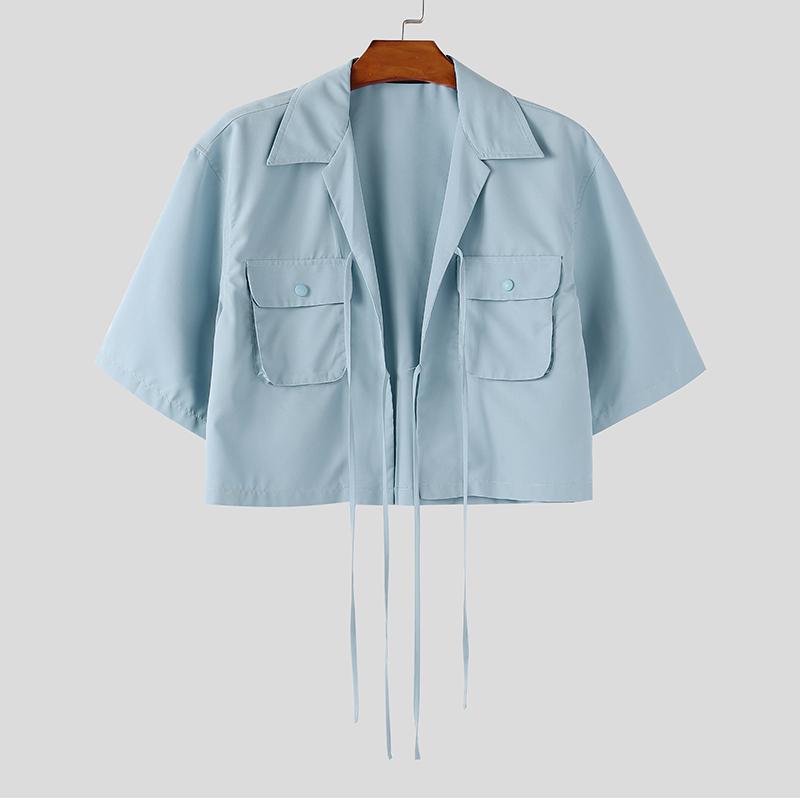 INCERUN Men Summer Lapel Neck Short Sleeve Lace-up Cropped Short Shirts 3XL синій
INCERUN Men Summer Lapel Neck Short Sleeve Lace-up Cropped Short Shirts 3XL синій