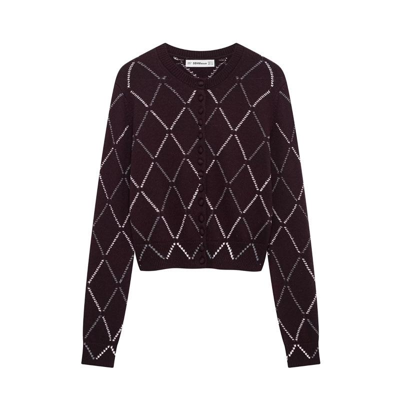 Женский вязаный кардиган с длинными рукавами и ромбовидным узором от TAOP&ZA Small
Женский вязаный кардиган с длинными рукавами и ромбовидным узором от TAOP&ZA Small