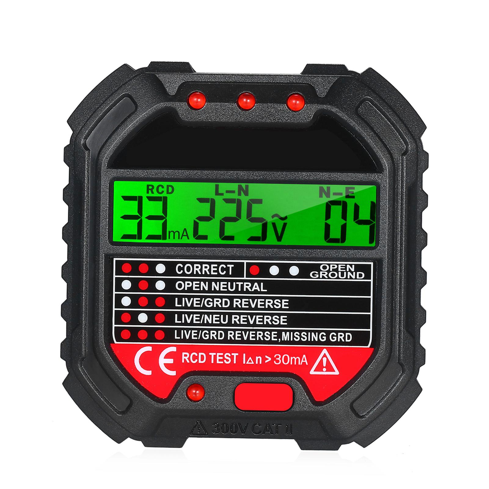 Outlet Tester with Voltage Display 90-250V Socket Tester Automatic Electric Circuit Polarity Voltage Detector Breaker Finder HT1
Outlet Tester with Voltage Display 90-250V Socket Tester Automatic Electric Circuit Polarity Voltage Detector Breaker Finder HT1