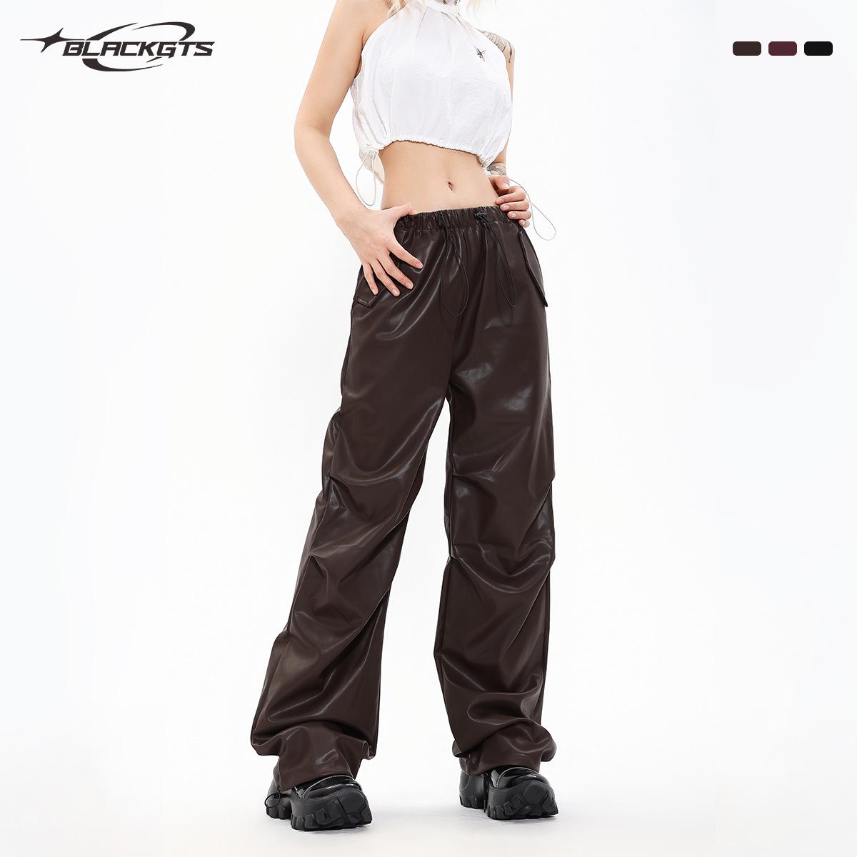 GTS American Motorcycle Style PU Leather Pants - Women s Casual Loose Straight Black Pleated Design Small
GTS American Motorcycle Style PU Leather Pants - Women s Casual Loose Straight Black Pleated Design Small