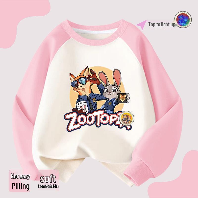Girls Zootopia Color Block Hoodie with Lights - Cotton, Raglan Sleeves, Striped, Thin/Plus Velvet, Autumn/Winter 110 cm
Girls Zootopia Color Block Hoodie with Lights - Cotton, Raglan Sleeves, Striped, Thin/Plus Velvet, Autumn/Winter 110 cm